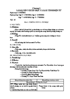 Giáo án học kì I môn Tin học lớp 6 - Năm học 2016-2017